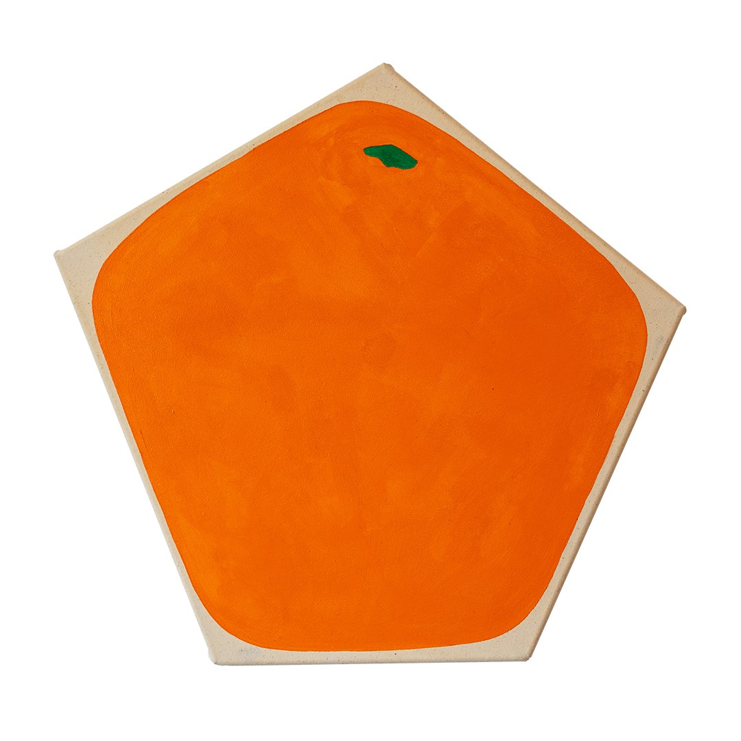 "eine sechste Mandarine", 47x49, Acryl auf Leinwand, 2023